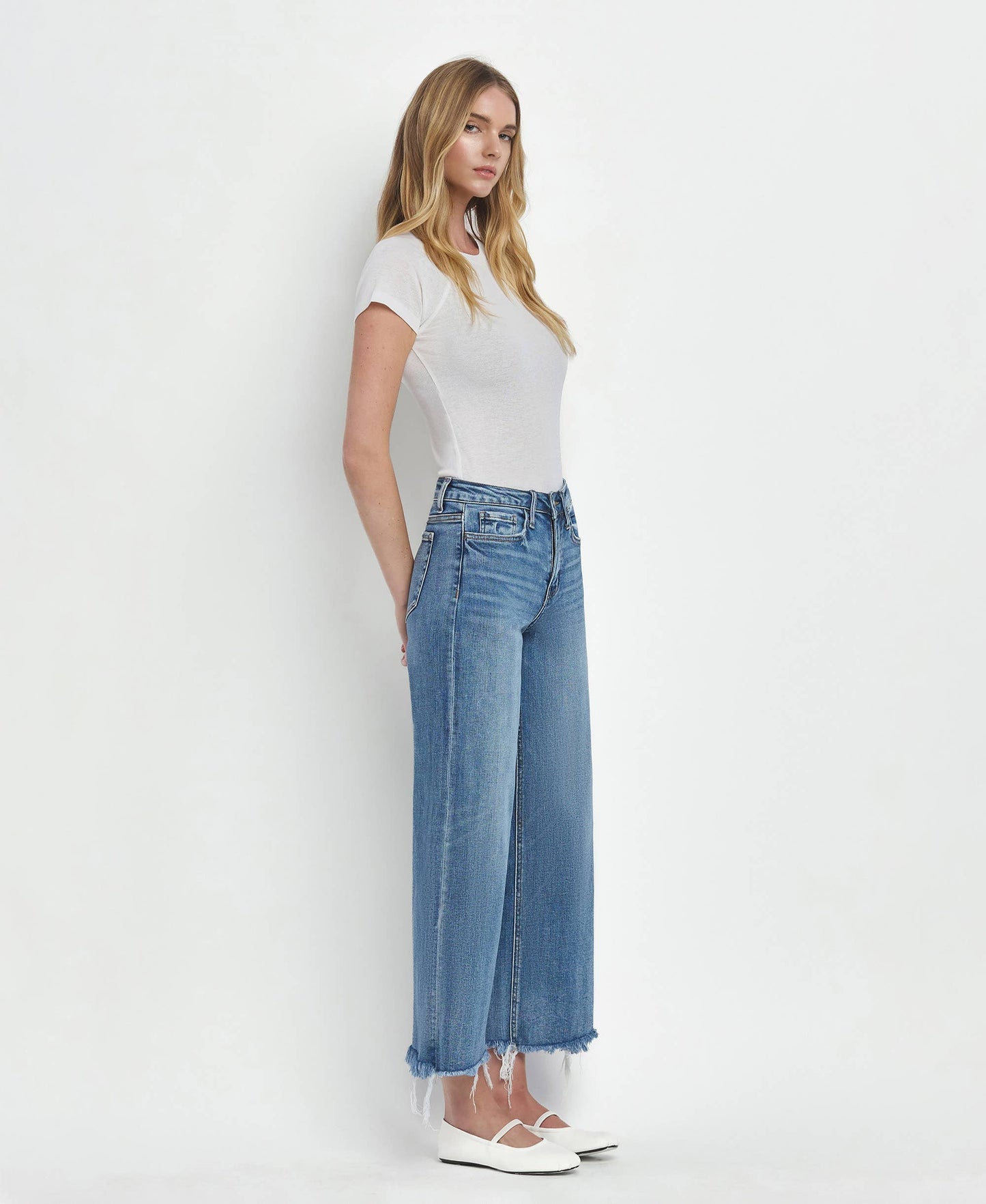 Flying Monkey High Rise Crop Wide Leg Jeans: Sagacity