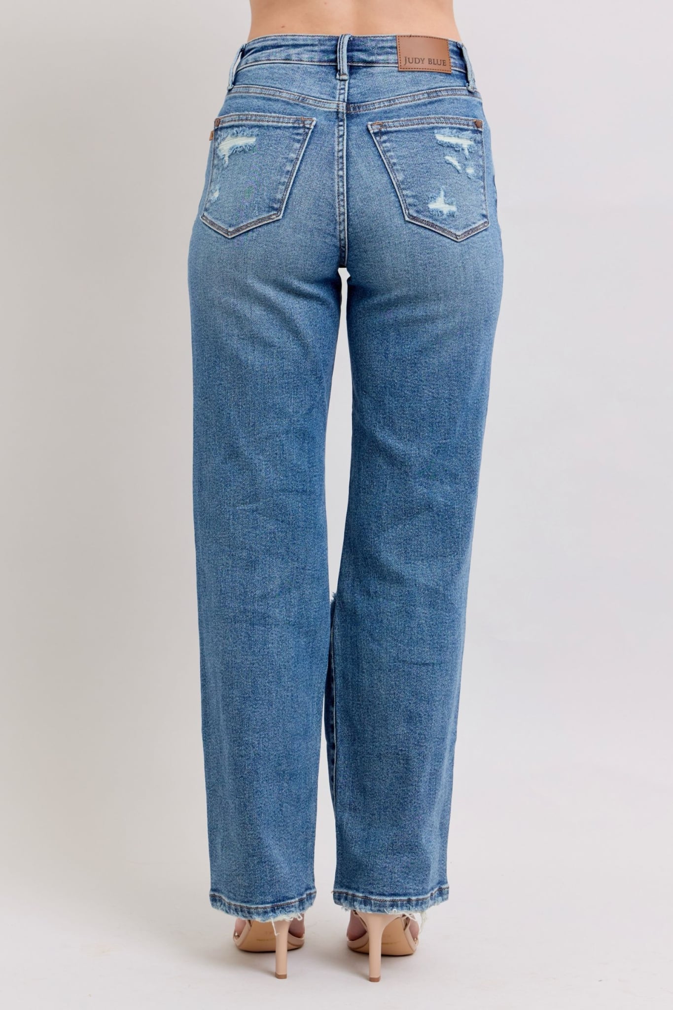 Judy Blue Rise Distressed Straight Leg Regular