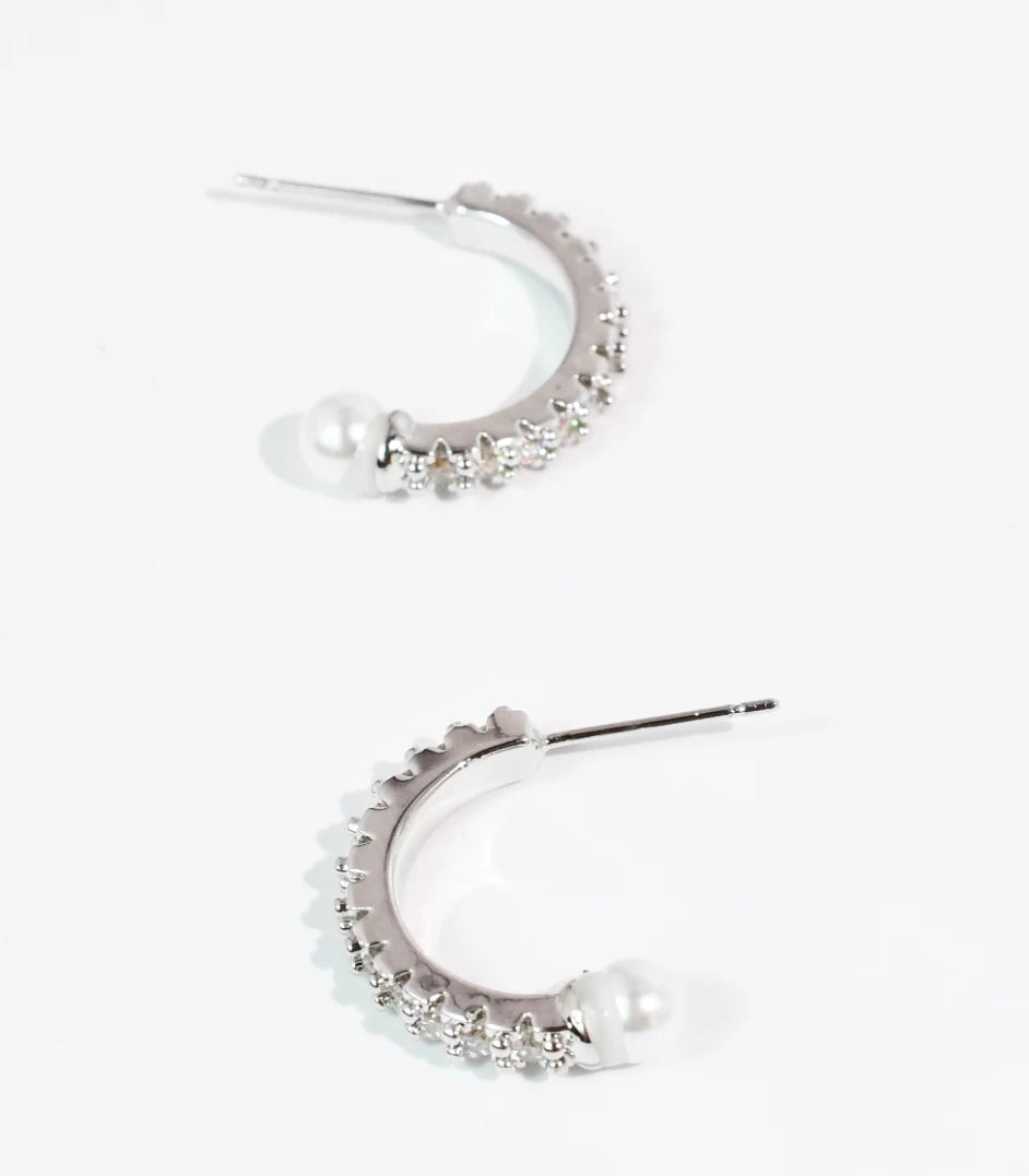 Pearl Crush Hoop Silver