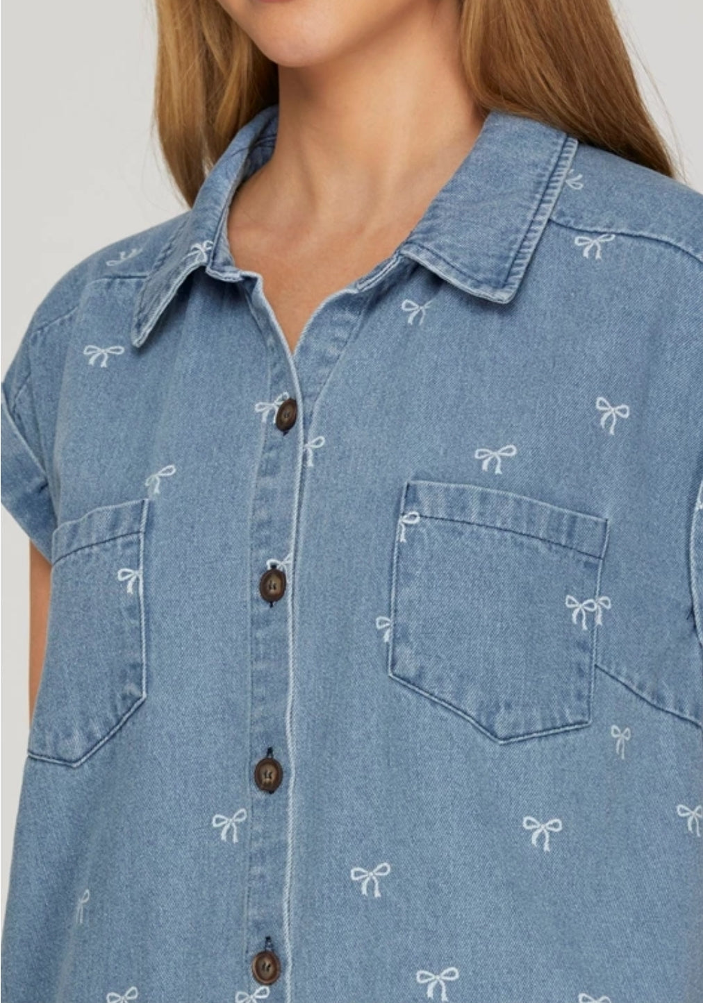 Denim Button Down Bow Dress