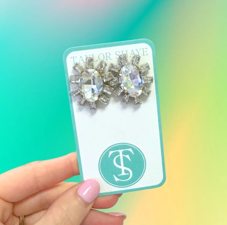Crystal Oval Stud Clear
