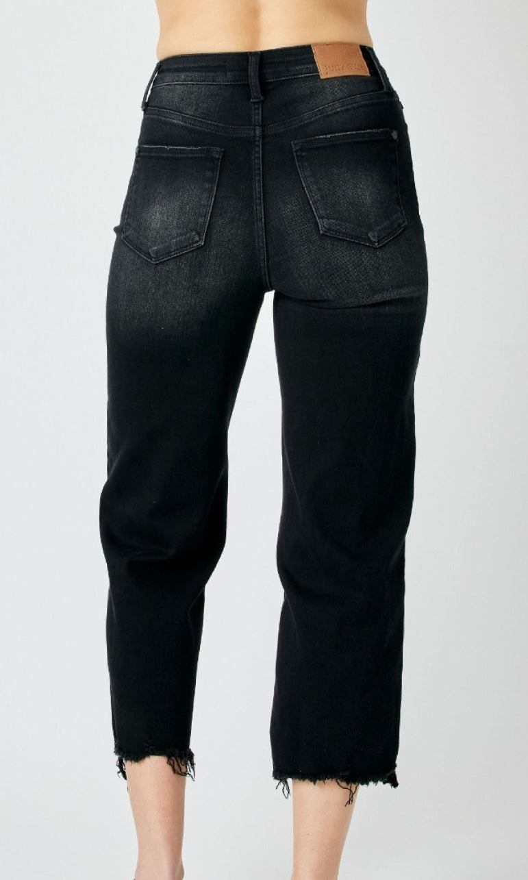 Judy Blue "Perfect Storm" Black Wide Leg Crop Jean