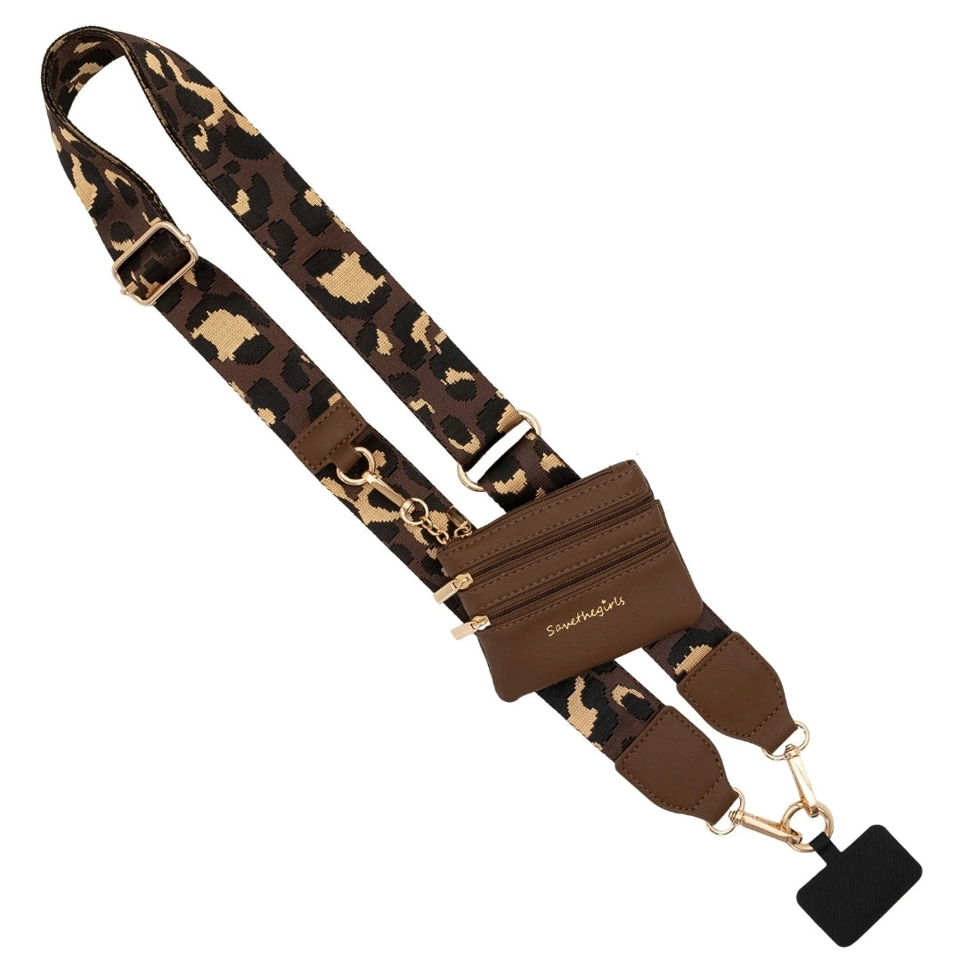 Clip & Go Strap with Pouch - Leopard Collection Brown