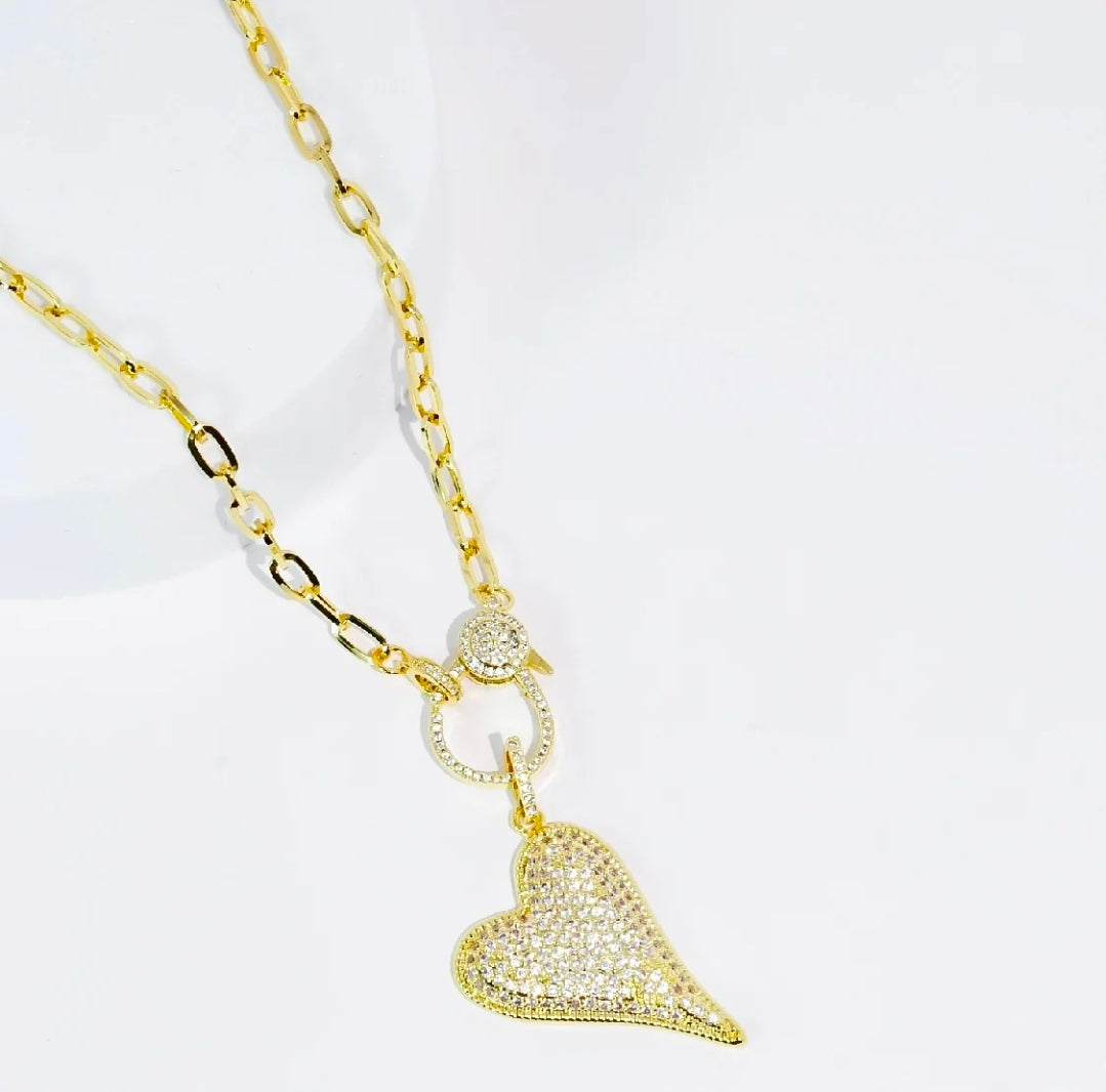 Clip Heart Gold Necklace