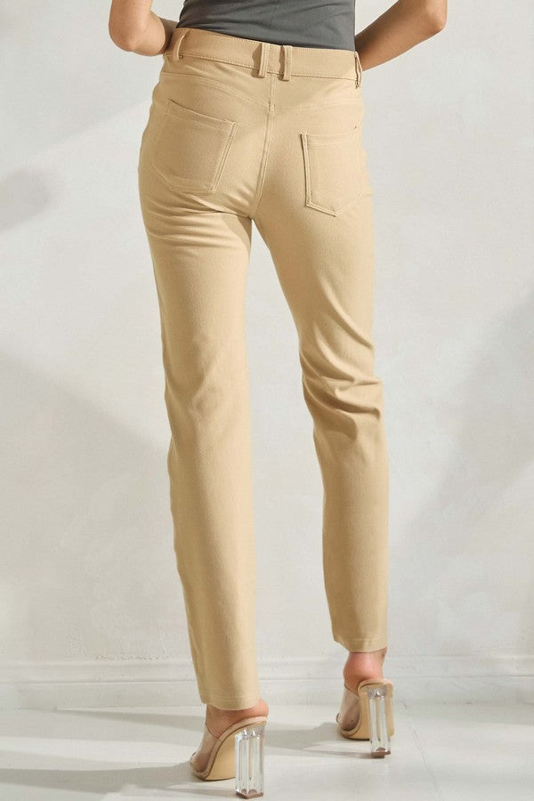 Women's Classic Solid Straight Leg Jeggings - Camel