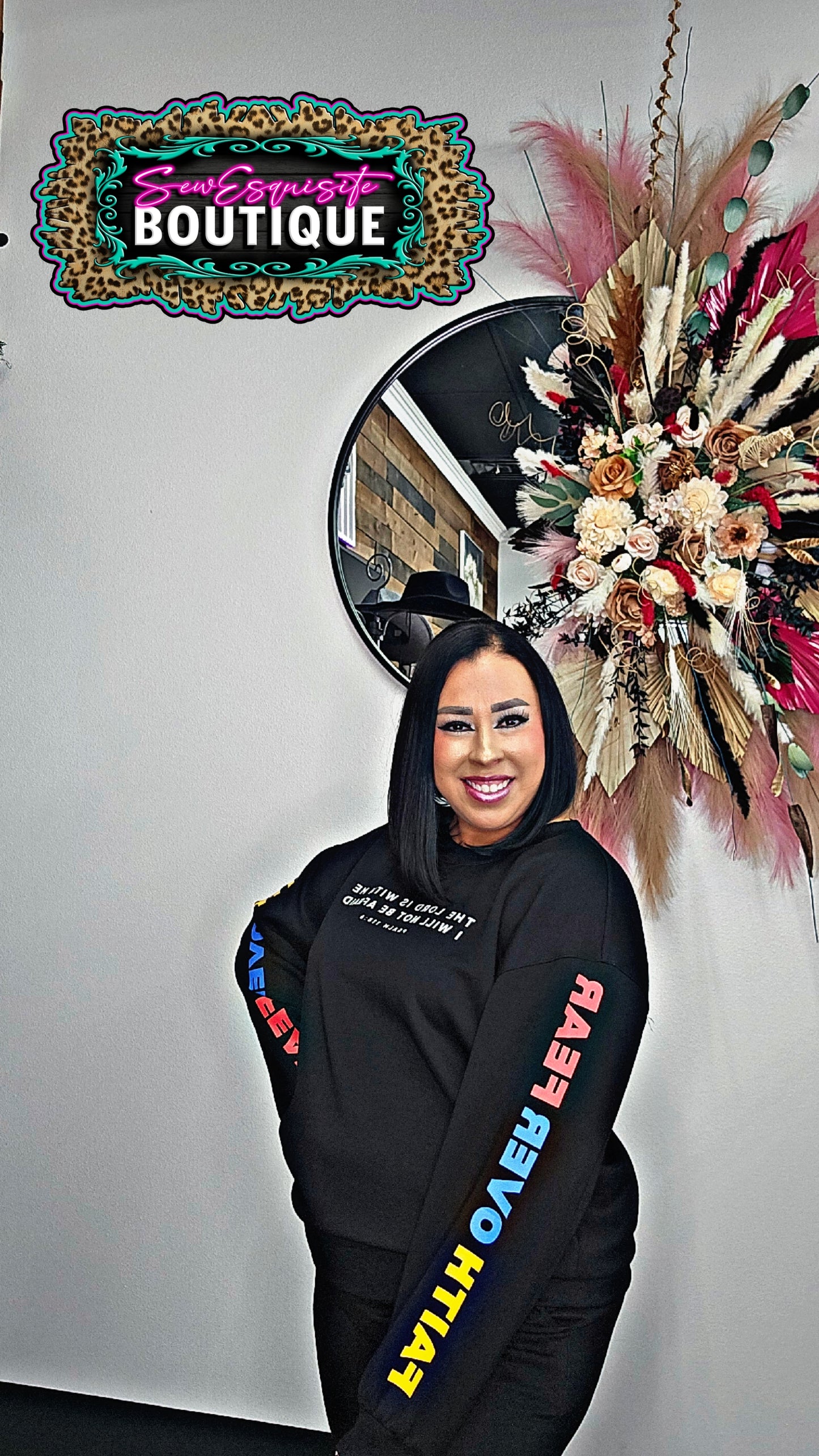 Women's Faith Over Fear Sweatshirt & Joggers Set - BLACK