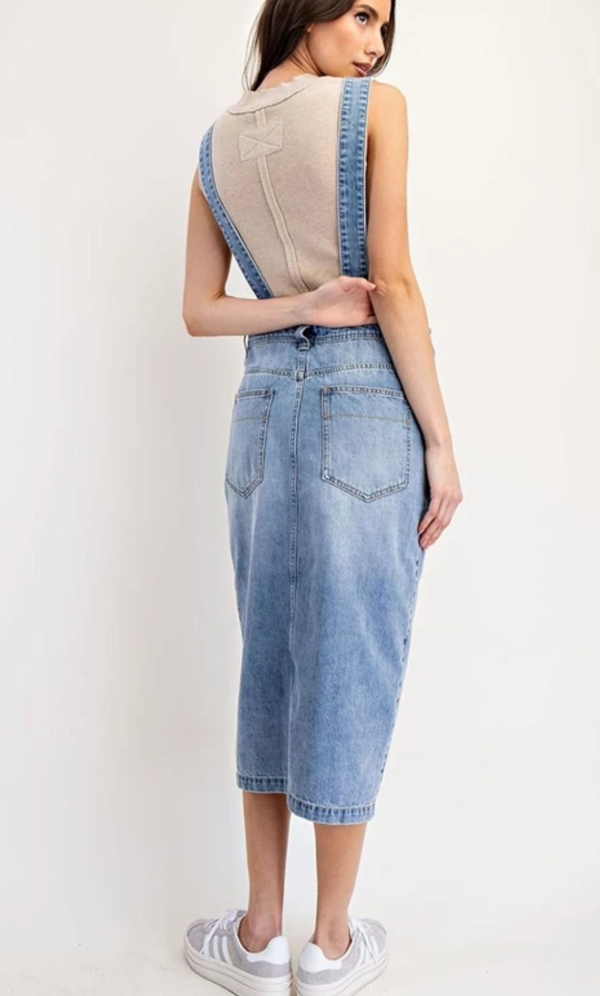 Denim Midi Overall Dress