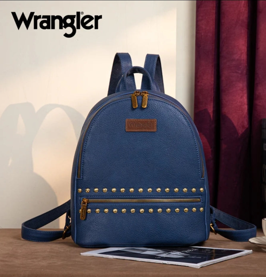 blue leather studded backpack Wrangler Studded Backpack Navy – Sew Esquisite Boutique