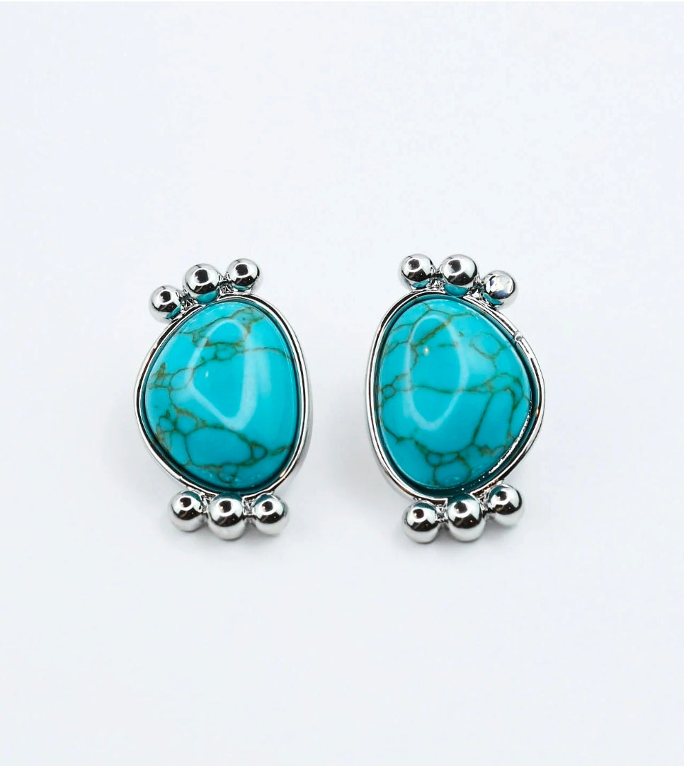 Turquoise Silver Serenity Studs