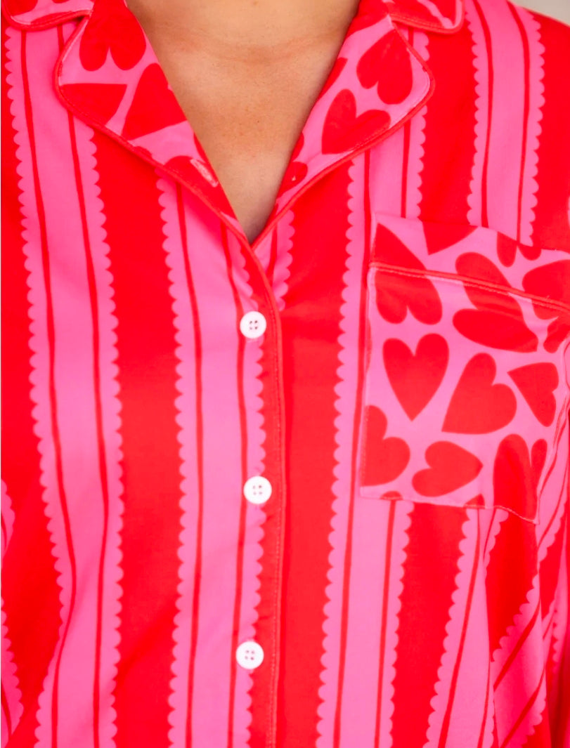 Heartfelt Stripes Ruffle Pajama Set