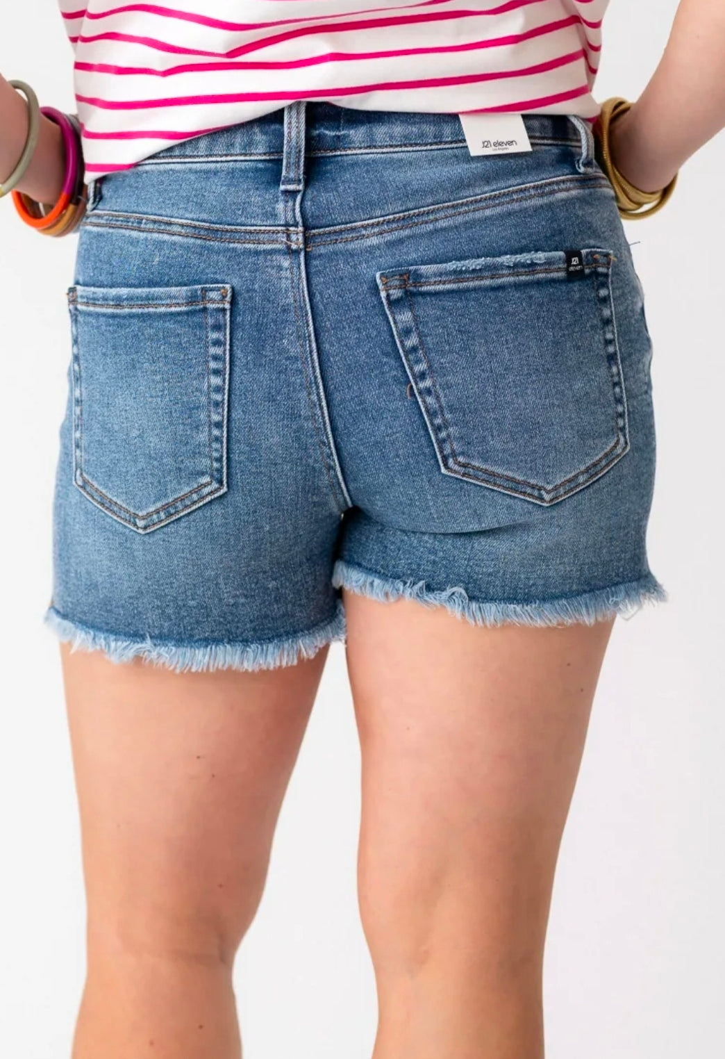 J21 Eleven High Rise Side Slit Frayed Hem Shorts