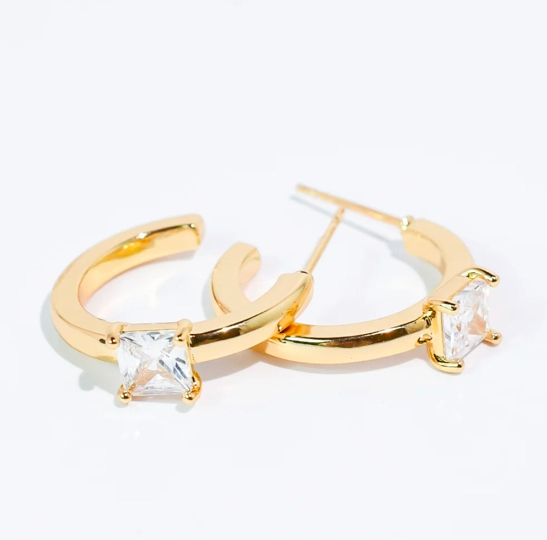Luxe Solitaire Hoop Earrings