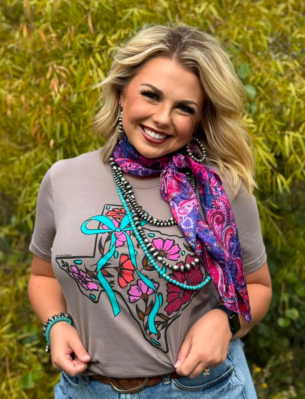 Lauren's Floral Texas on Pebble Tee