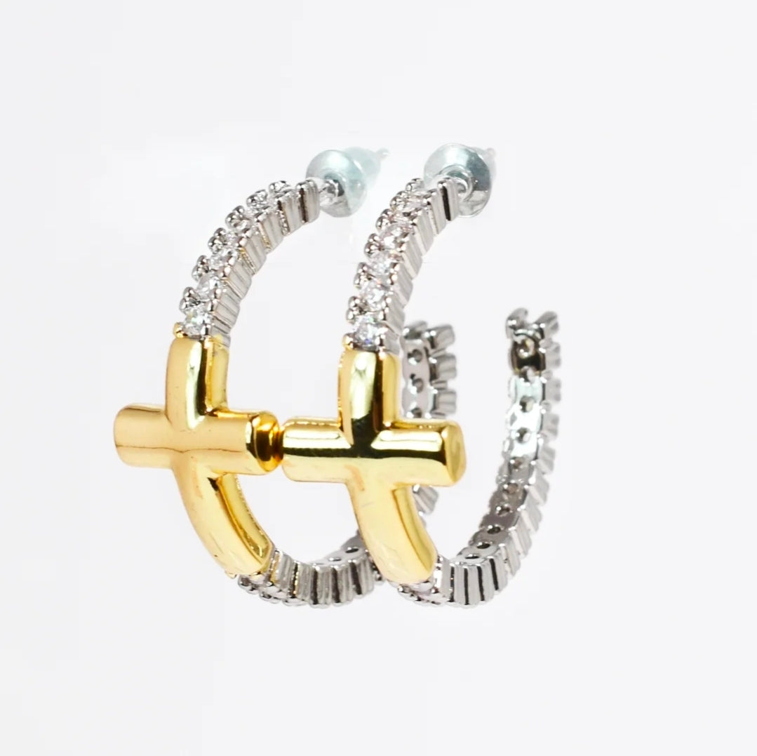 Glam Cross Hoops