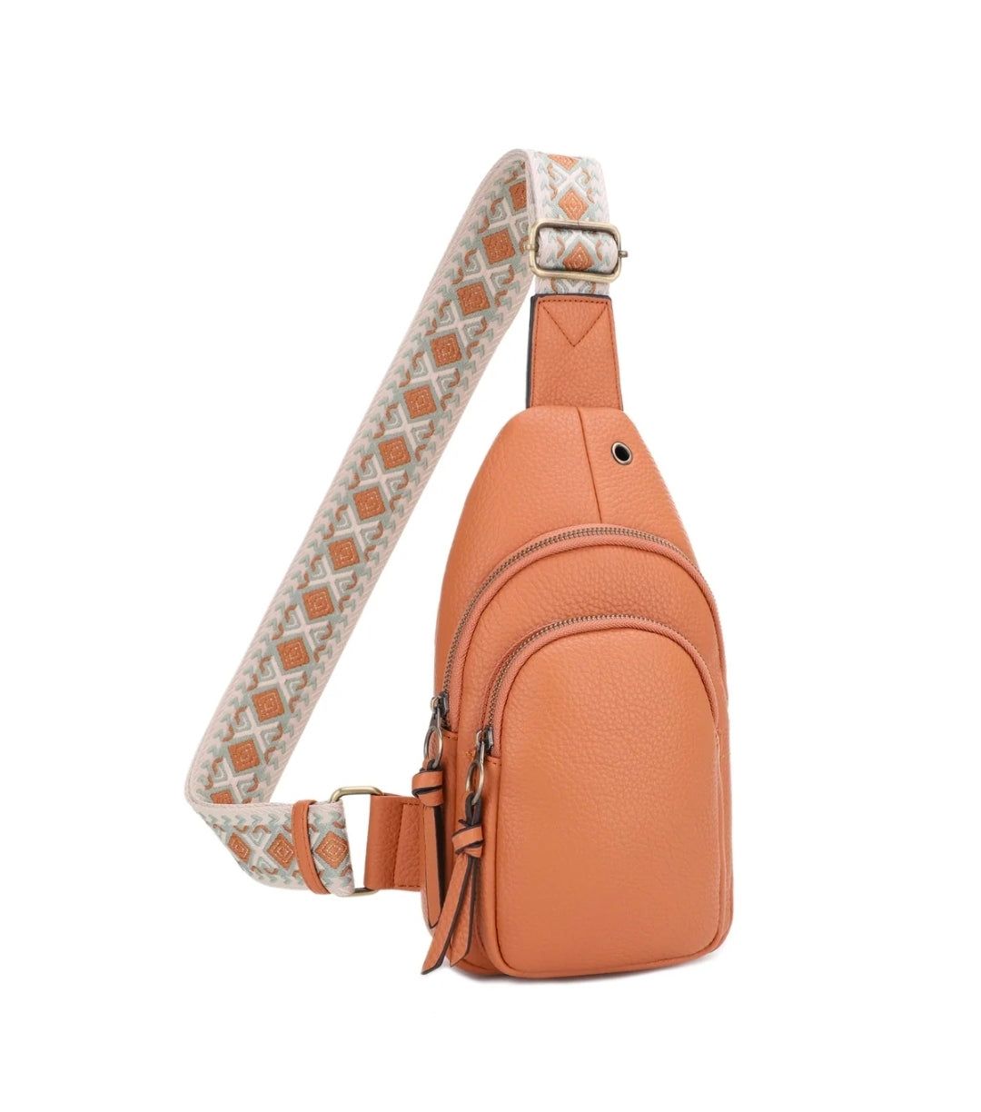 🧡✨ Sunset Chic Double-Zip Sling Backpack