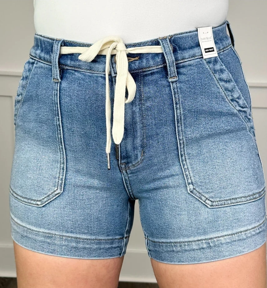 Judy Blue High Waisted Cuffed Jogger Shorts DK