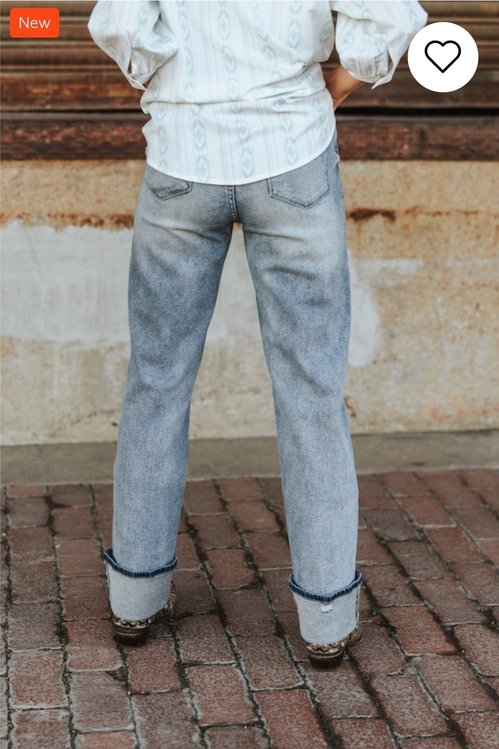 L & B Vintage Stone Wash High Rise Distressed Cuffed Boyfriend Jeans