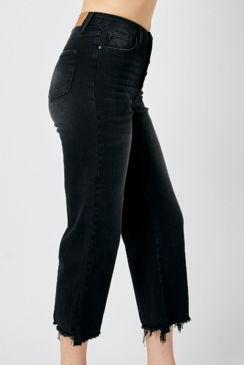 Judy Blue "Perfect Storm" Black Wide Leg Crop Jean