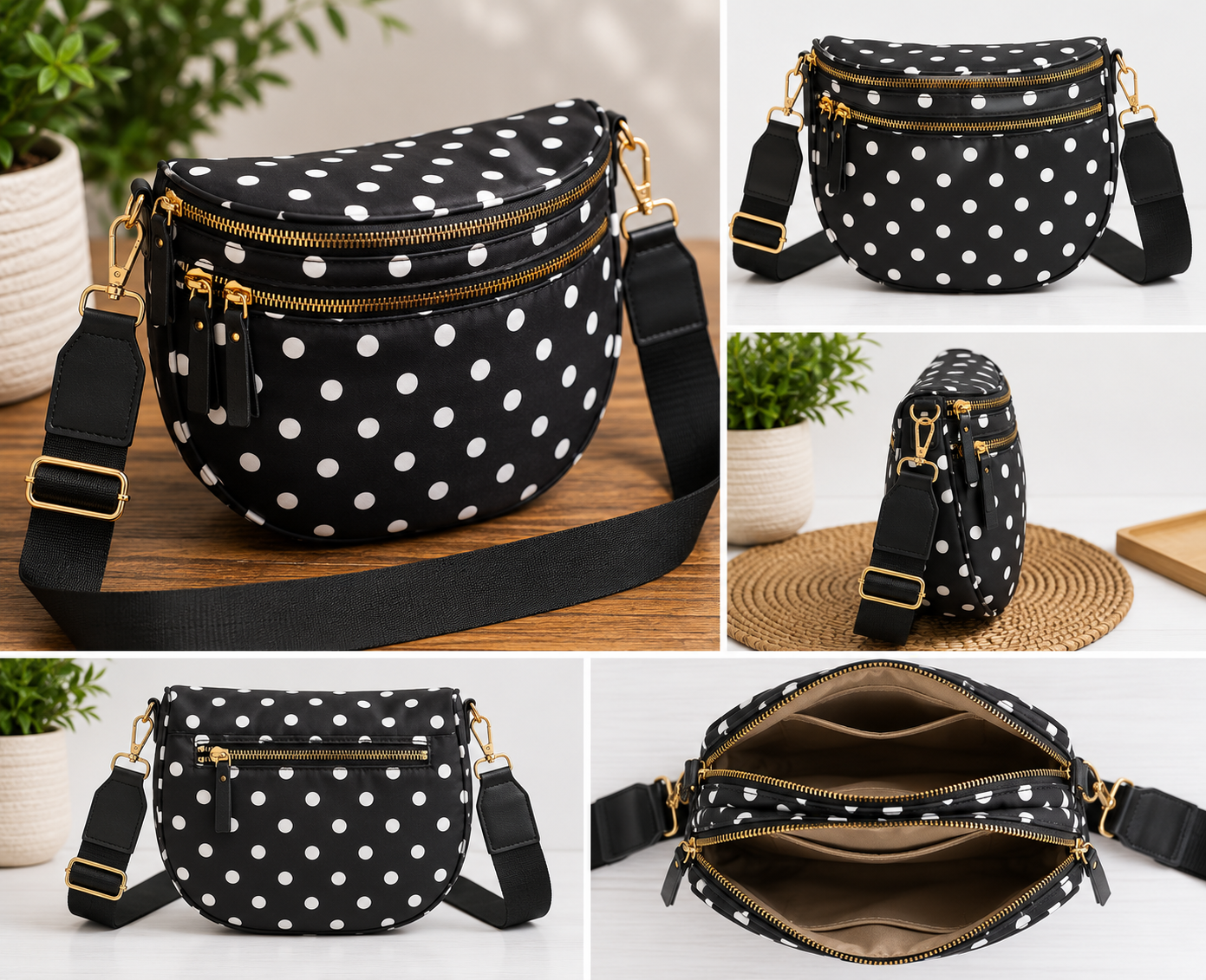 Midnight Polka Dot Crossbody