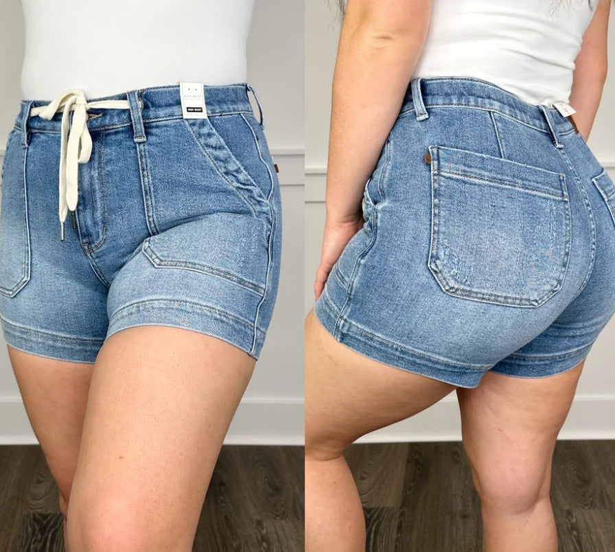 Judy Blue High Waisted Cuffed Jogger Shorts DK
