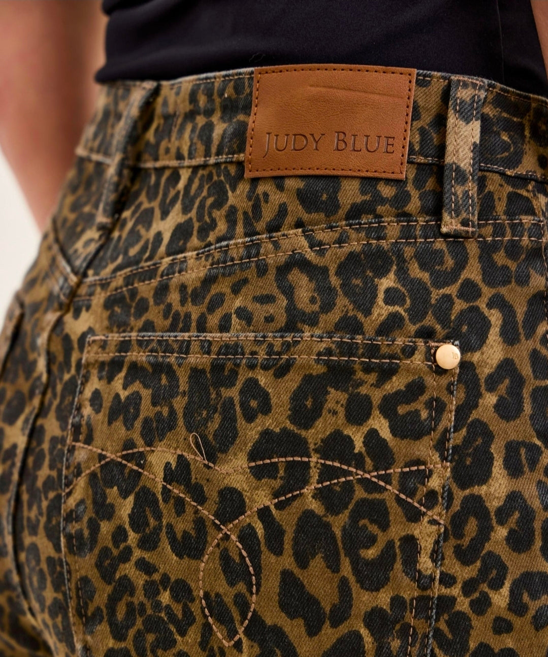 Judy Blue High Waist Rigid Magic Leopard Denim Short