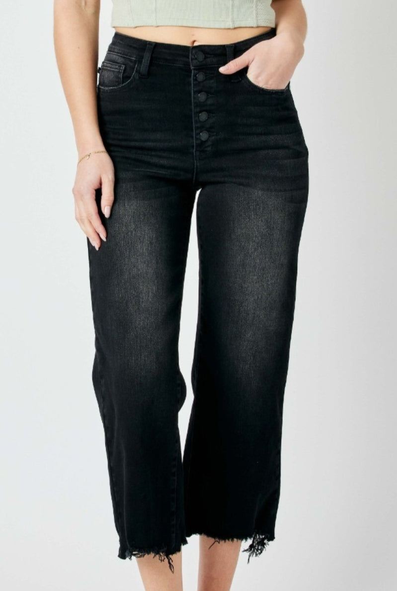 Judy Blue "Perfect Storm" Black Wide Leg Crop Jean