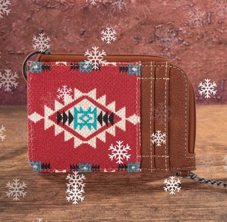 Wrangler Mini Zip Card Case Burgundy