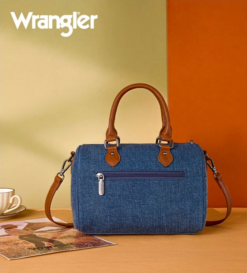 Wrangler Western Rhinestone Denim Boston Bag/Crossbody - Dark