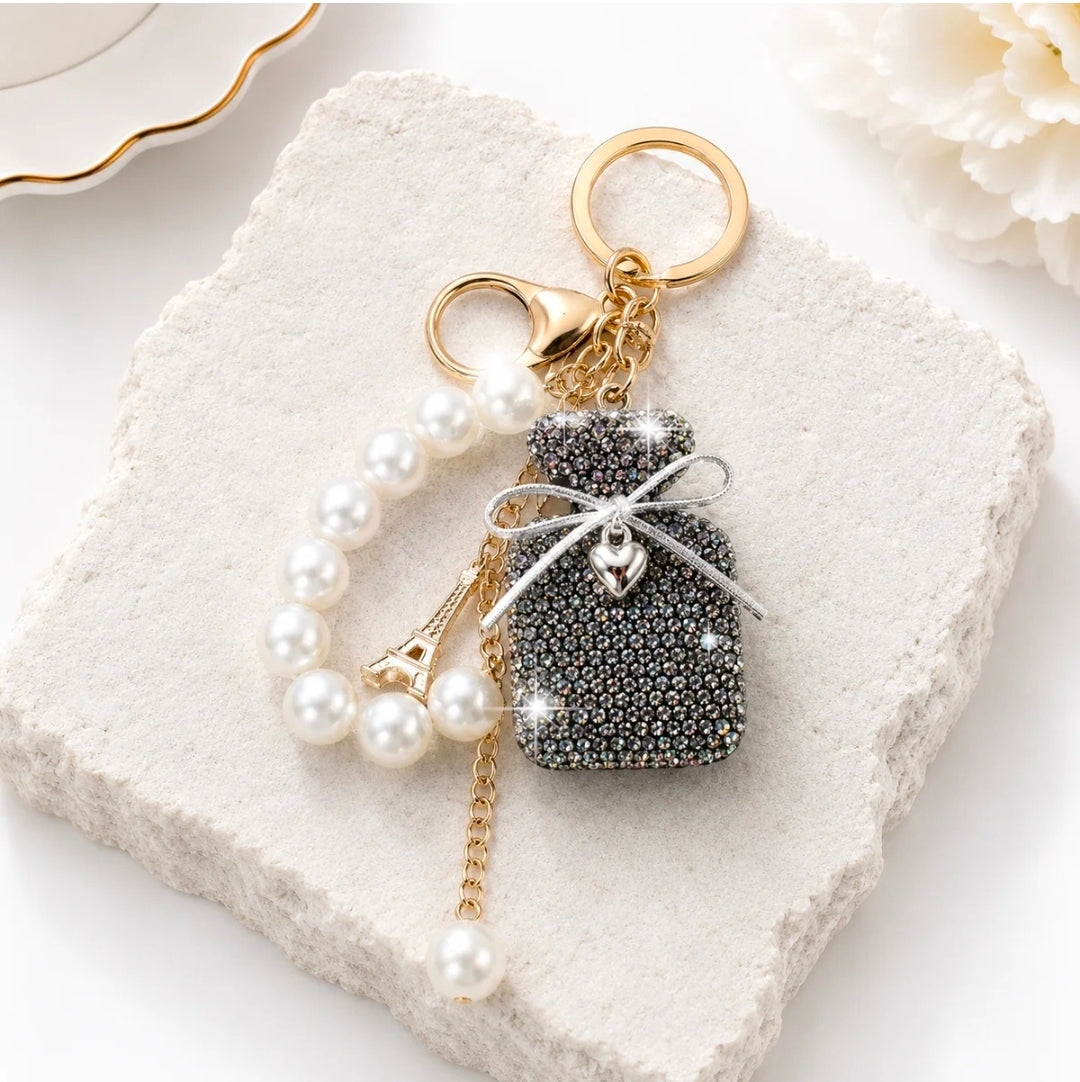 🩶✨ Silver Shimmer Rhinestone Bag Charm