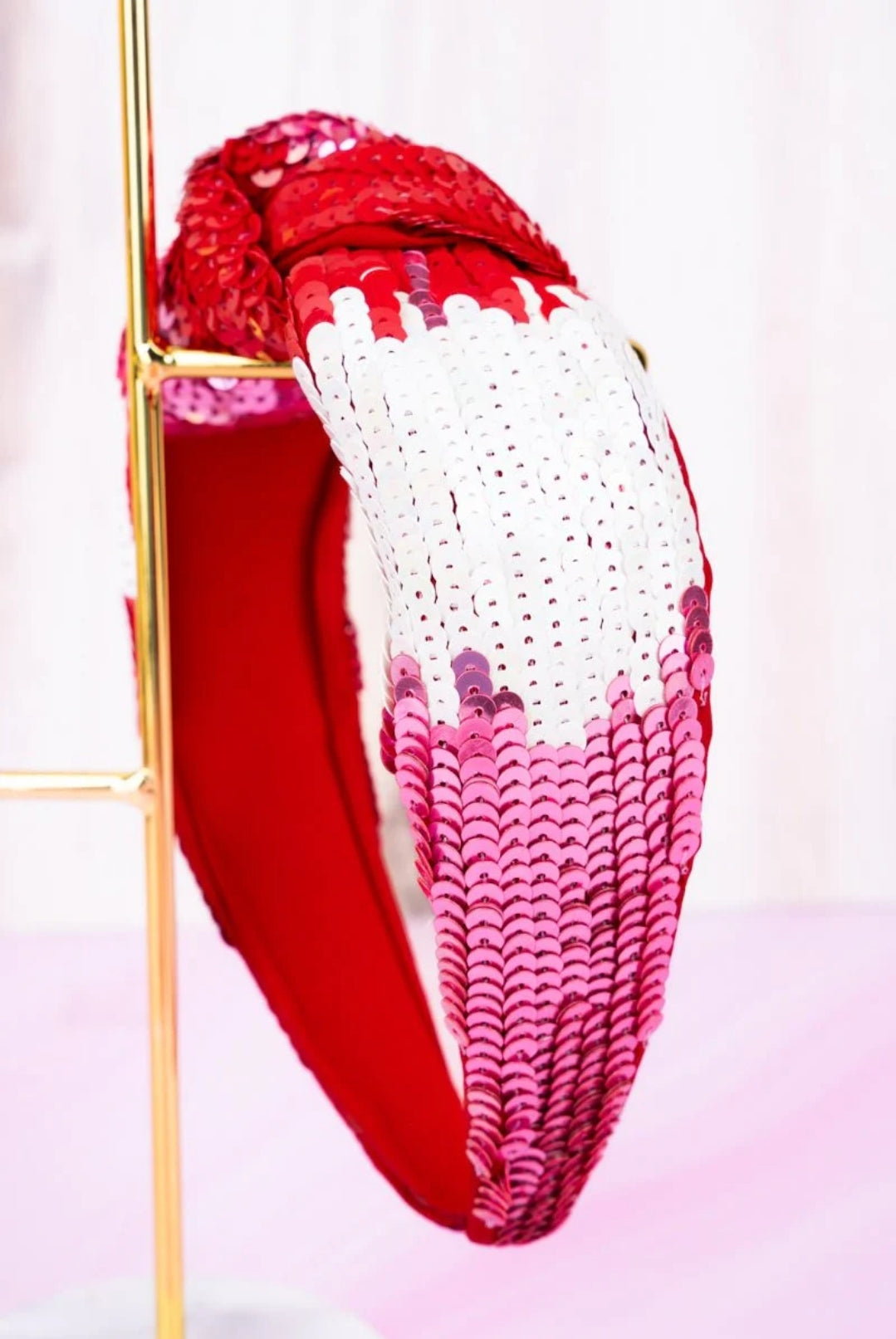 Viola Red Sequin Knotted Headband