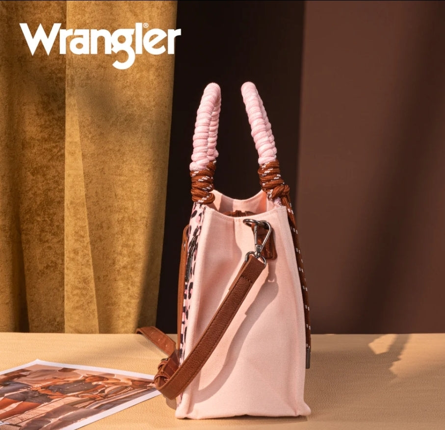 Wrangler Leopard Print Tote/Crossbody - Pink