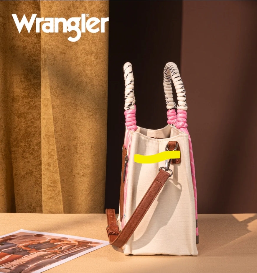 Wrangler Aztec Print Tote/Crossbody - Light Pink