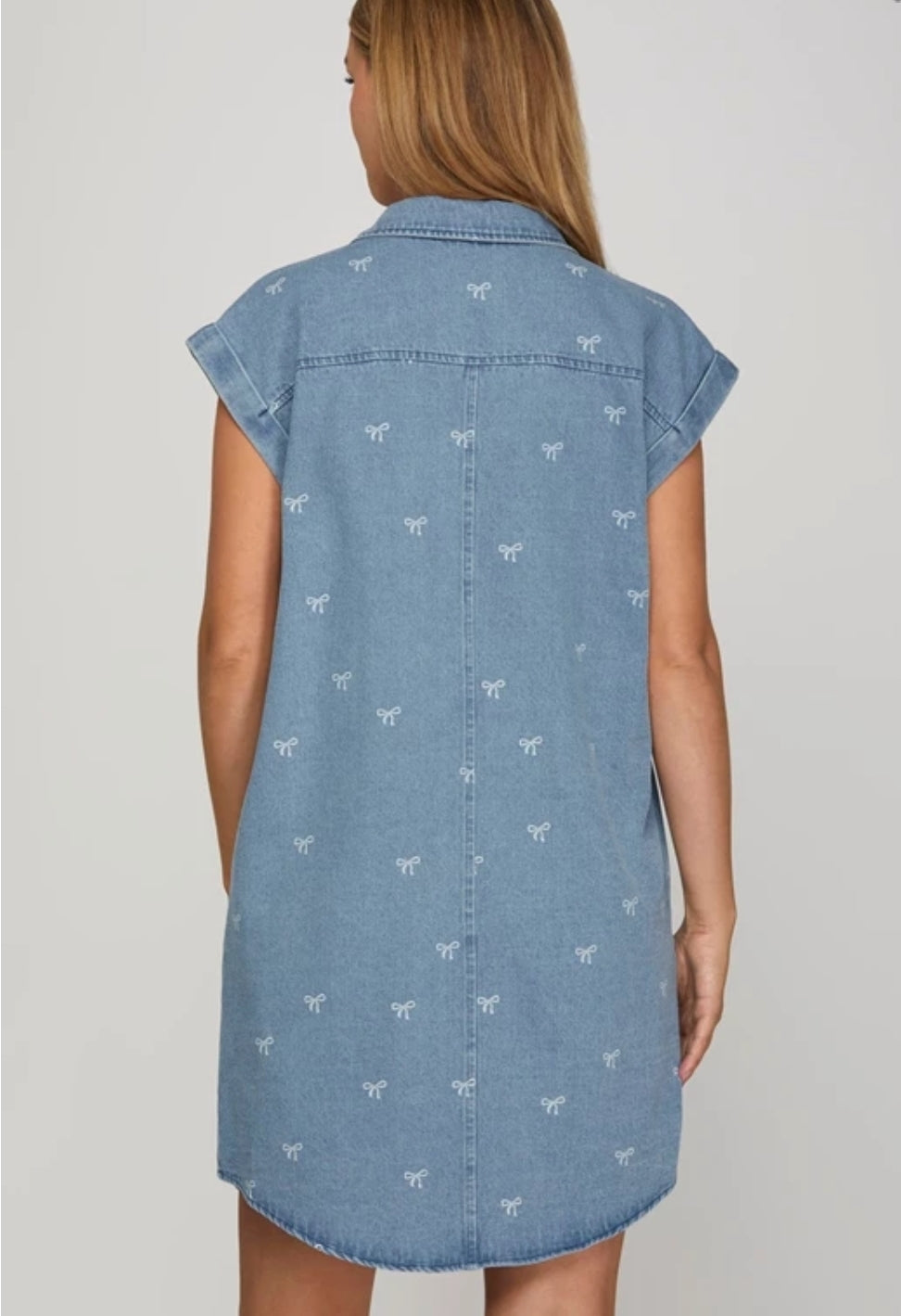 Denim Button Down Bow Dress