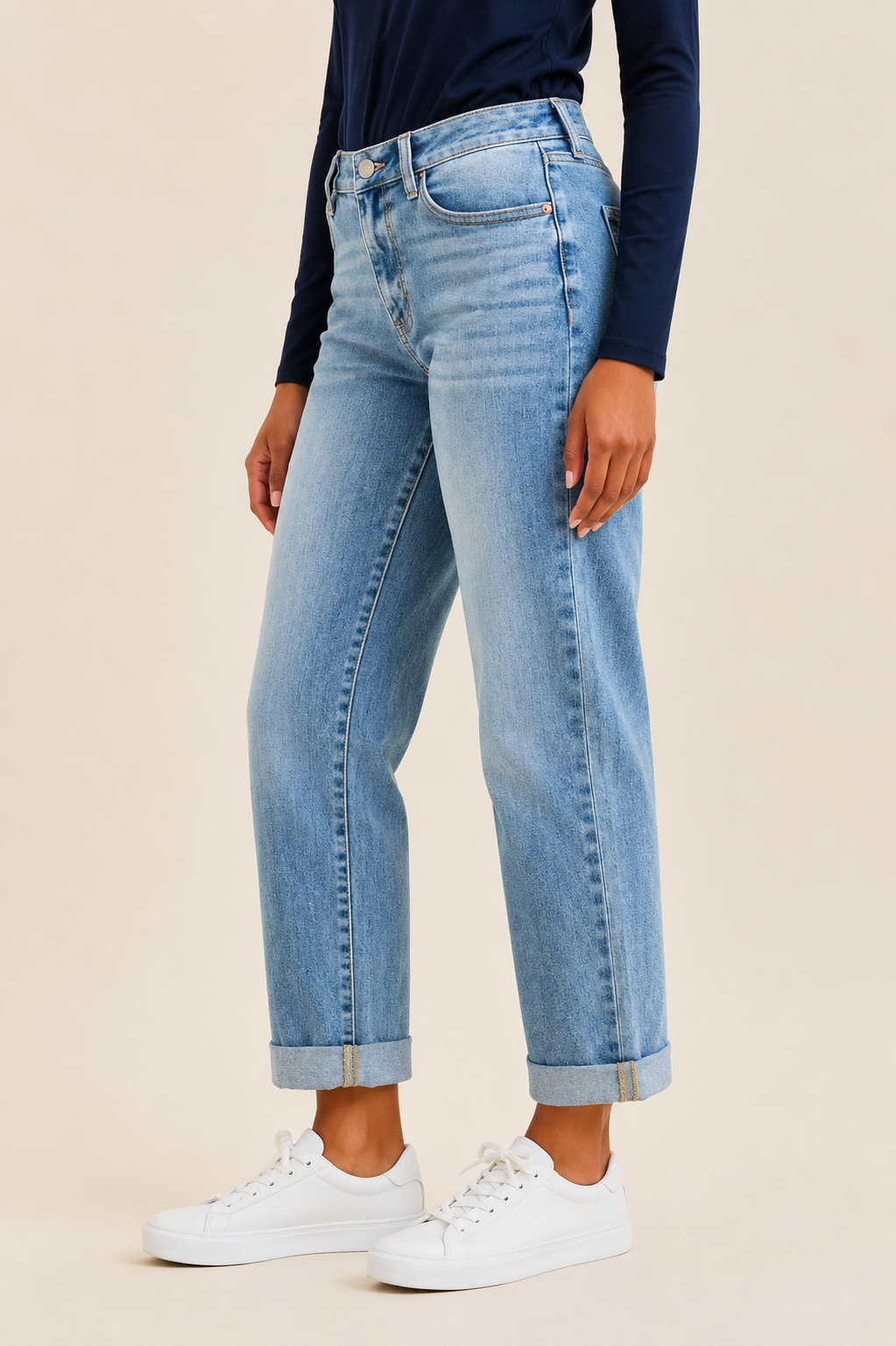 Judy Blue Mid Rise Billie Cuffed Boyfriend Denim