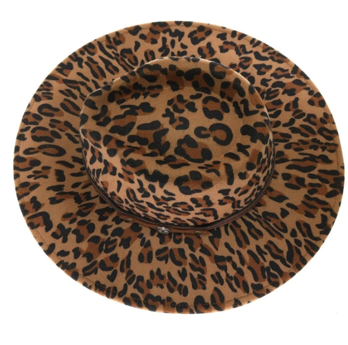 Leopard Vegan Fabric C.C Panama Hat
