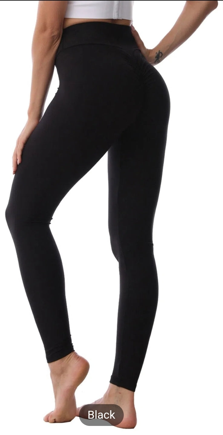 Solid Leggings, High Waist Yoga Pants Comfort Tummy Control Leggings