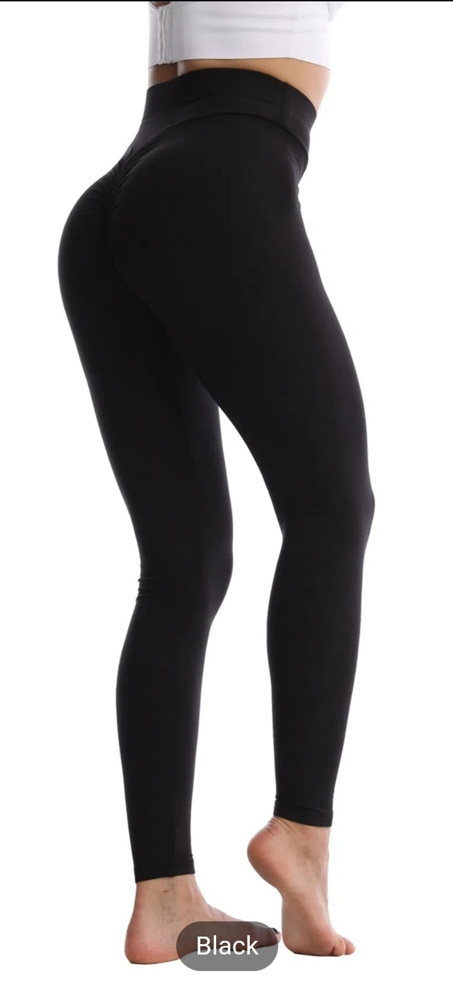 Solid Leggings, High Waist Yoga Pants Comfort Tummy Control Leggings
