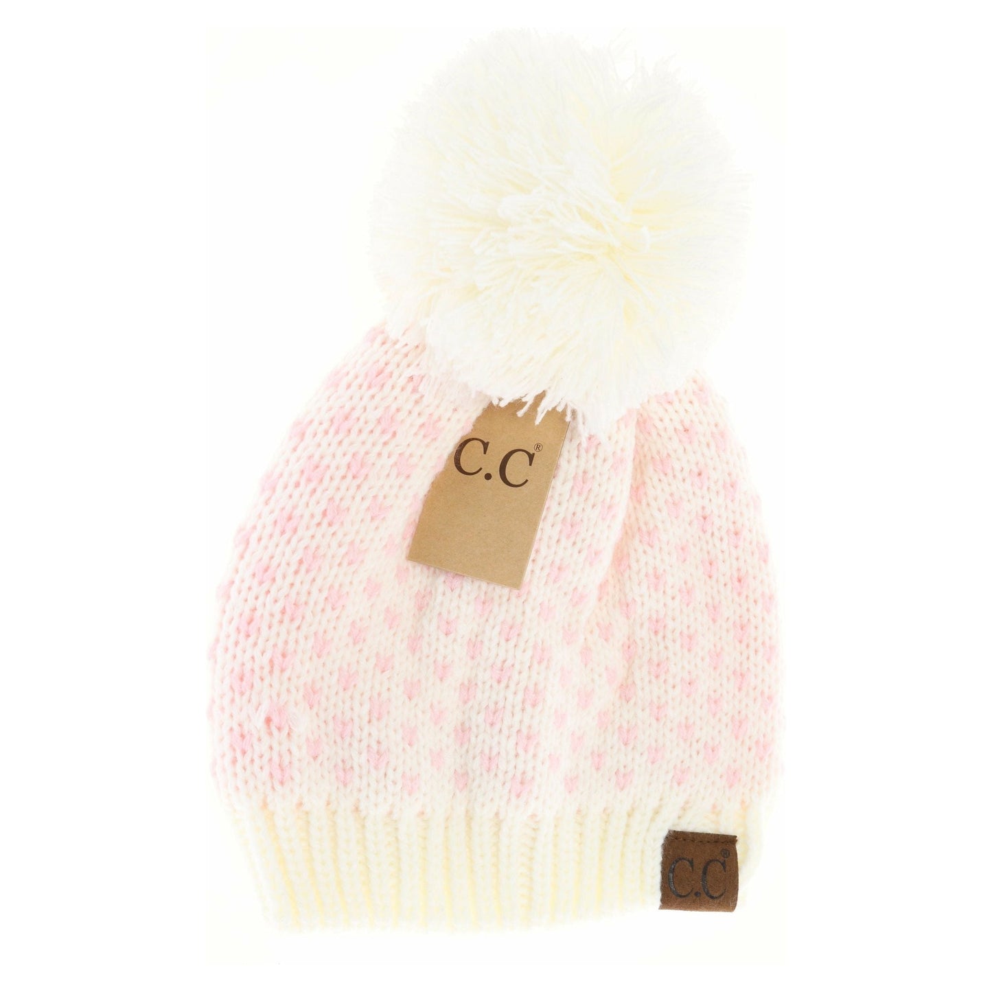 Heart Knit Pom Beanie