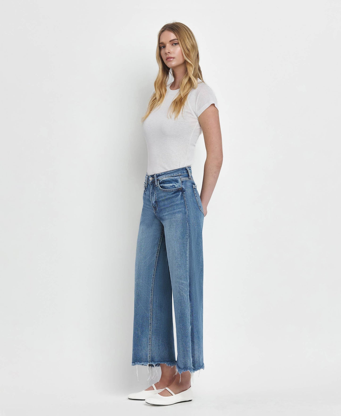 Flying Monkey High Rise Crop Wide Leg Jeans: Sagacity
