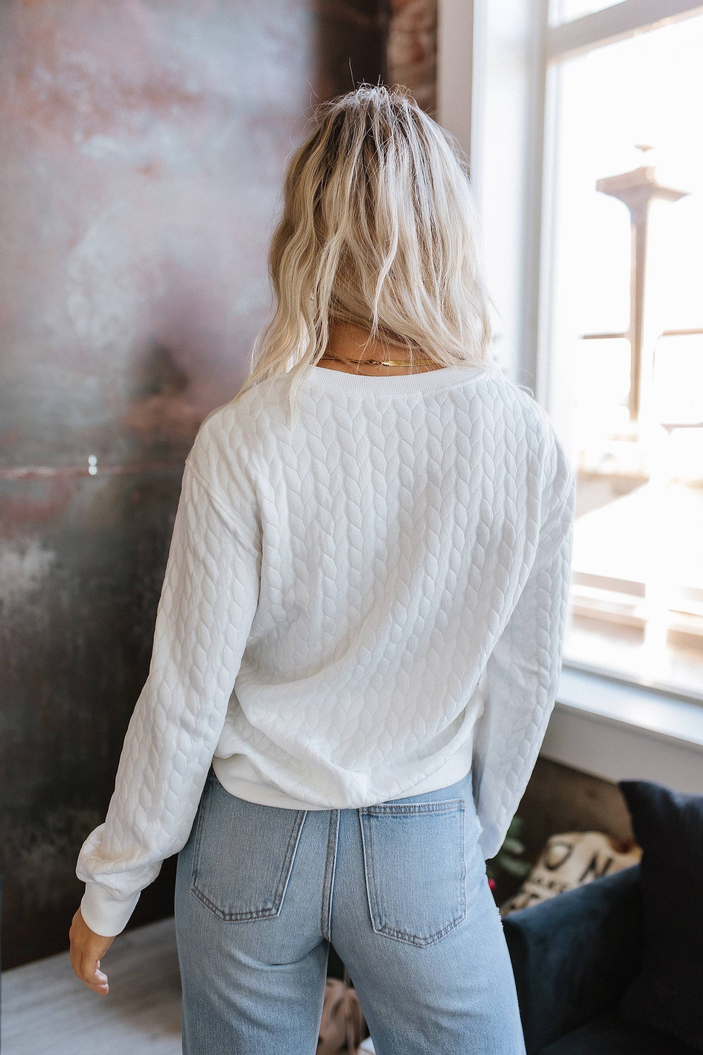 Merry & Bright Quilted Sweatshirt | Bright White