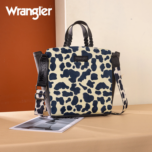 Wrangler Cow Print Concealed Carry Tote/Crossbody - BLACK
