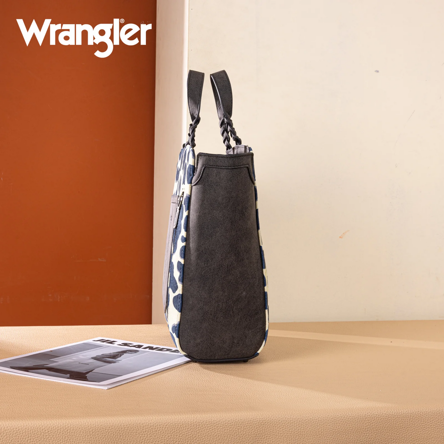 Wrangler Cow Print Concealed Carry Tote/Crossbody - BLACK