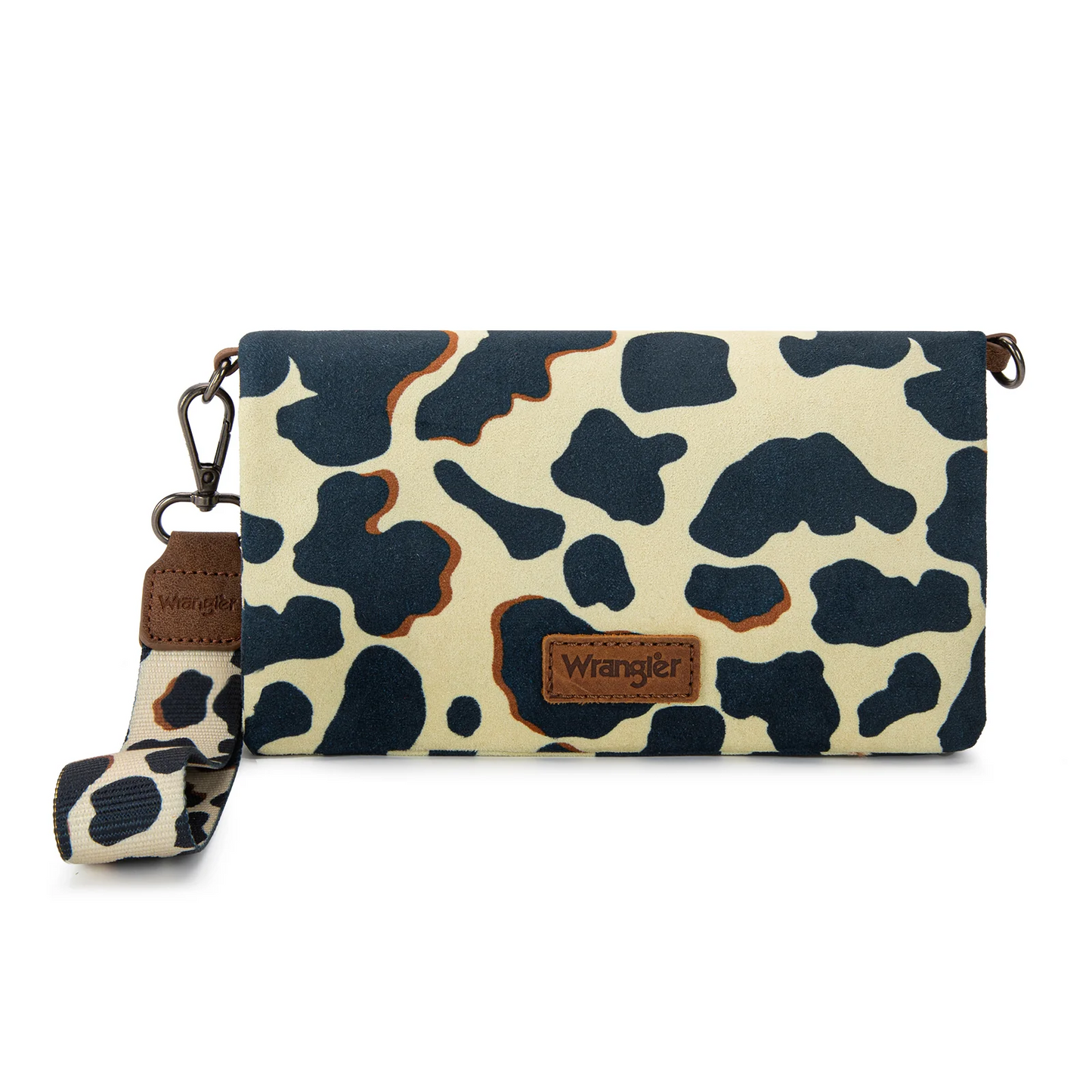 Wrangler Cow Print Wallet/Wristlet/Crossbody - BROWN