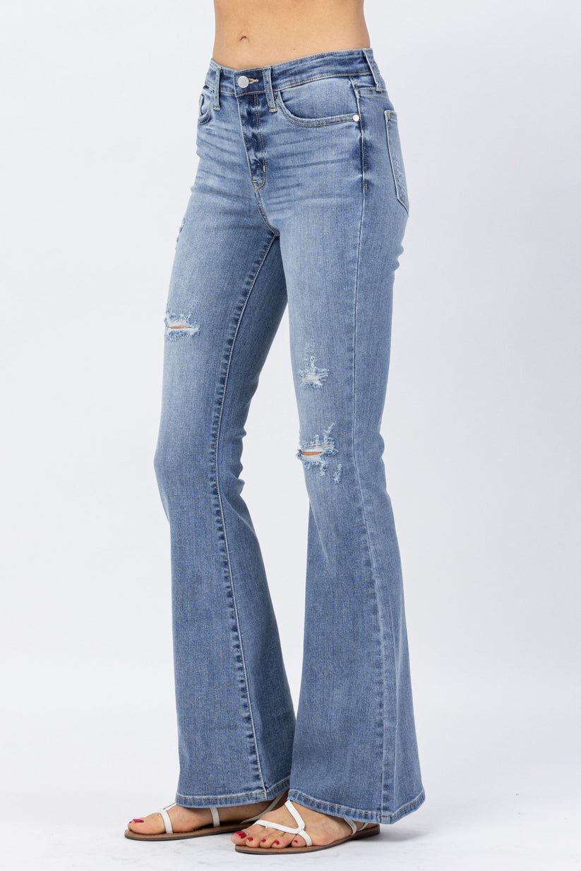 Judy Blue Hi Rise Destroyed Fit & Flare Jeans