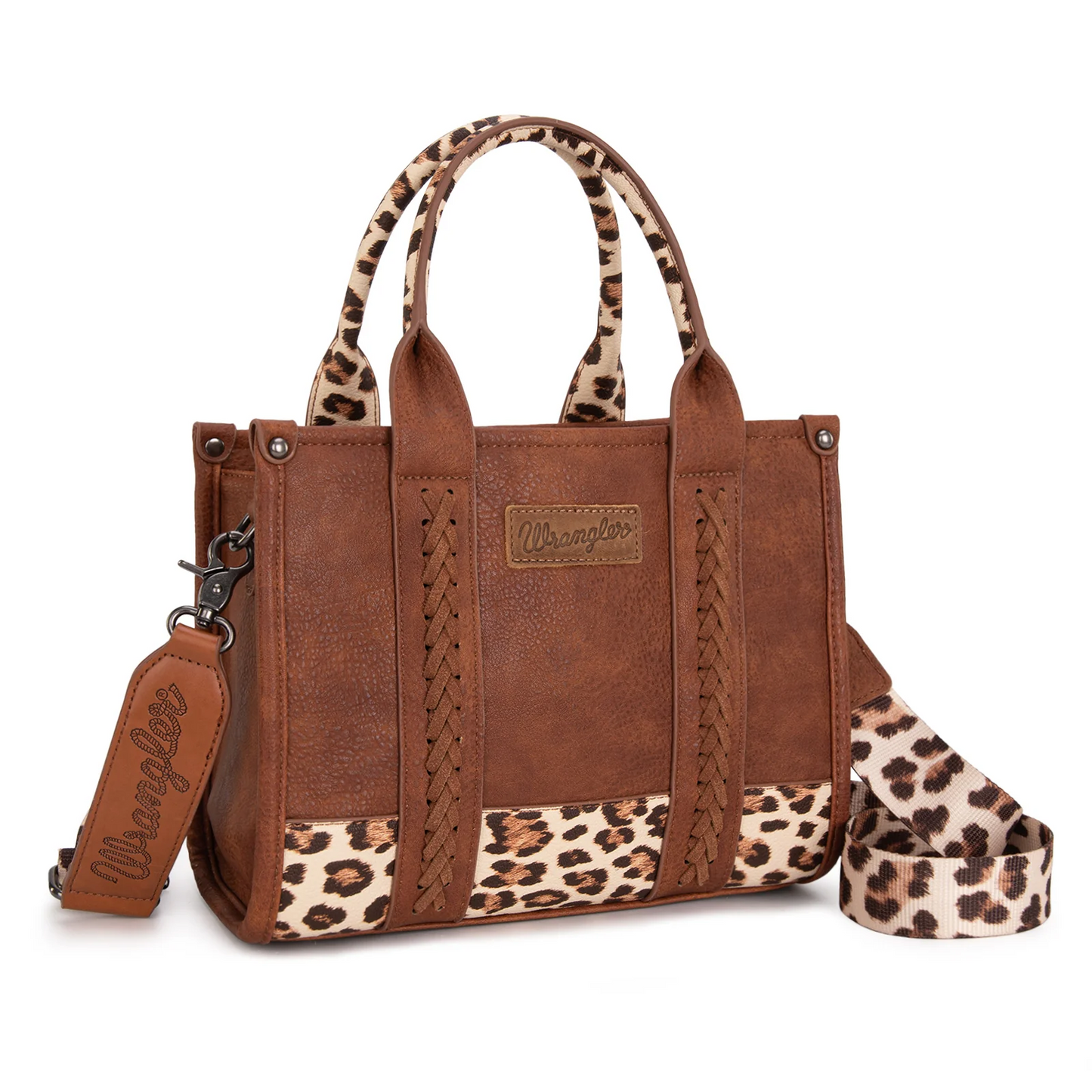 Wrangler Leopard Print Concealed Carry Tote/Crossbody - LEOPARD&BROWN