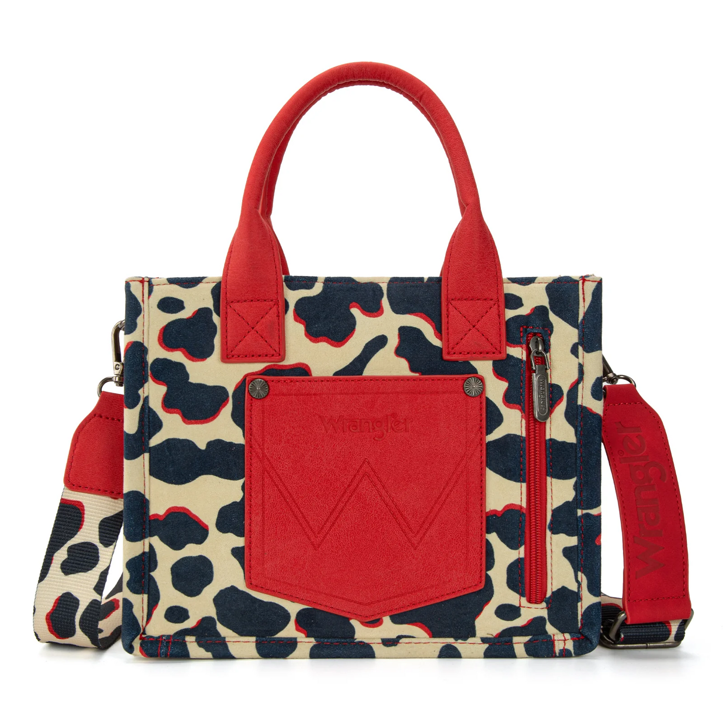 Wrangler Cow Print Concealed Carry Tote/Crossbody - RED