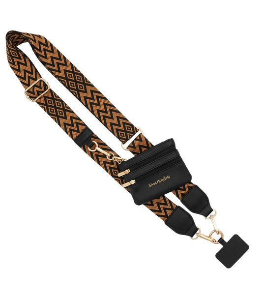 Clip & Go Strap with Pouch Chevron/Diamond Brown/Blk