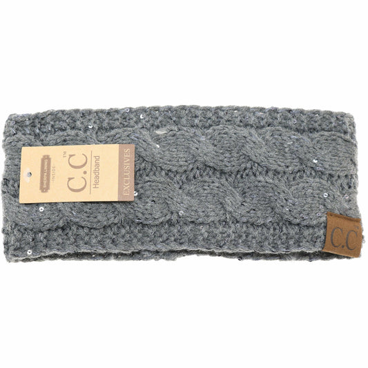 Sequin CC Headwrap: Dk. Melange Grey