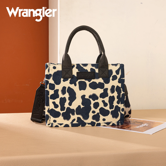Wrangler Cow Print Concealed Carry Tote/Crossbody - BLACK