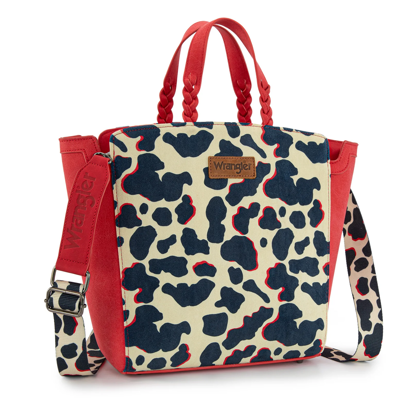 Wrangler Cow Print Concealed Carry Tote/Crossbody - RED